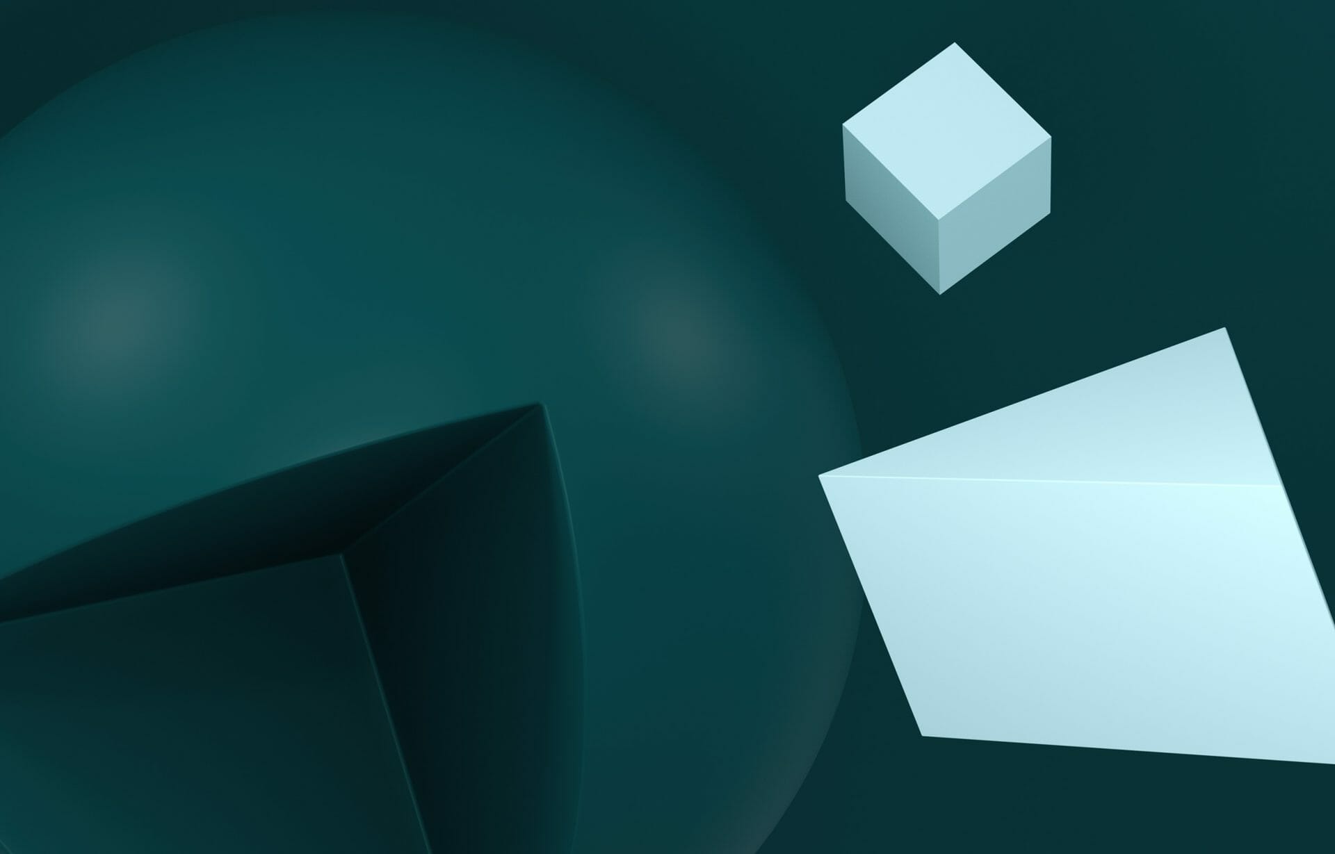 geometric 3d shapes scene dark green