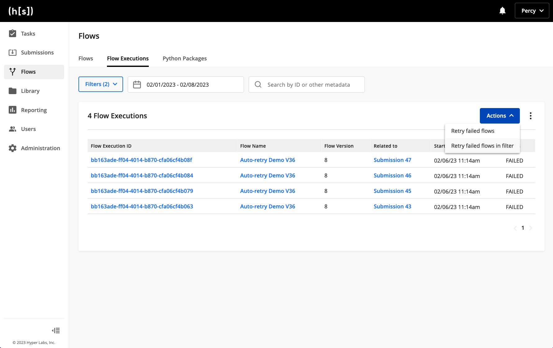 Flows Execution Example