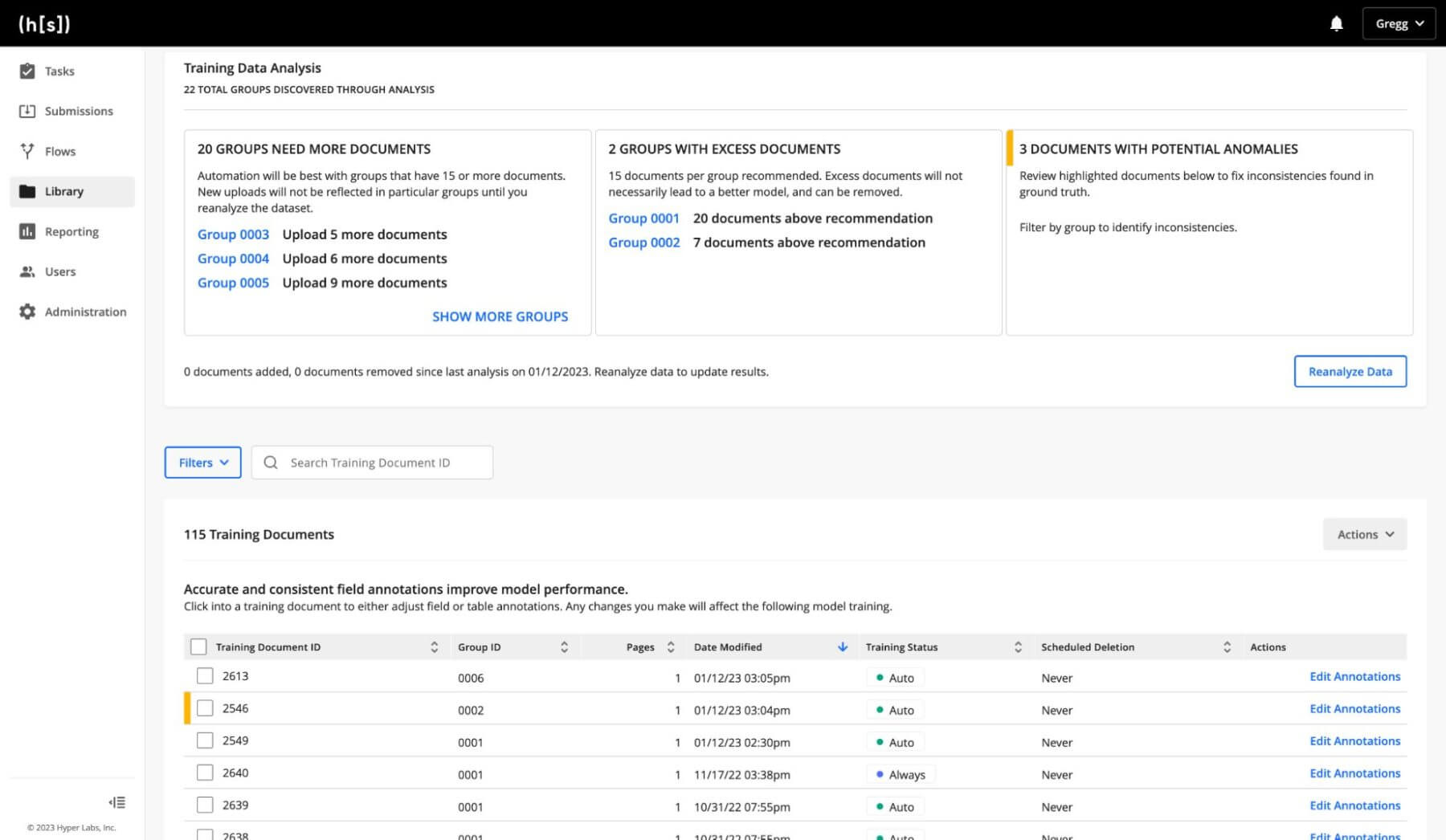 Hyperscience labeling anomaly detection